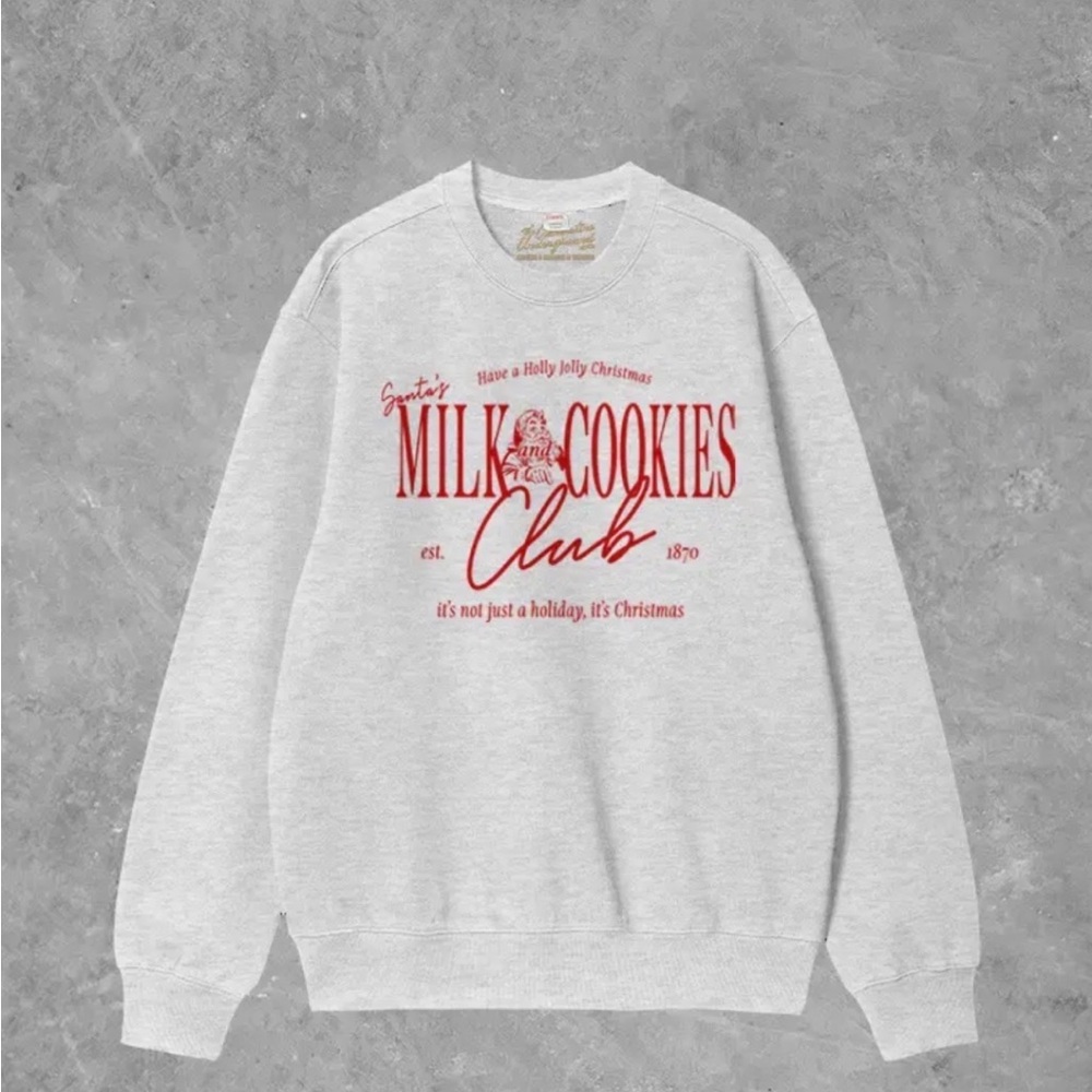 Gray Christmas Sweatshirt with Red Print NWOT